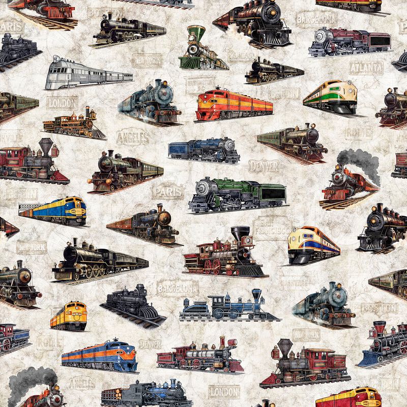 Steam & Steel - Trains - Birch - trains on map background