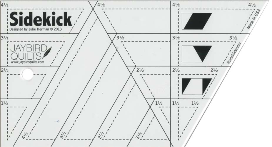 Jaybird Quilts - Sidekick Ruler-Cut 3 Shapes in 4 sizes-60 degree triang