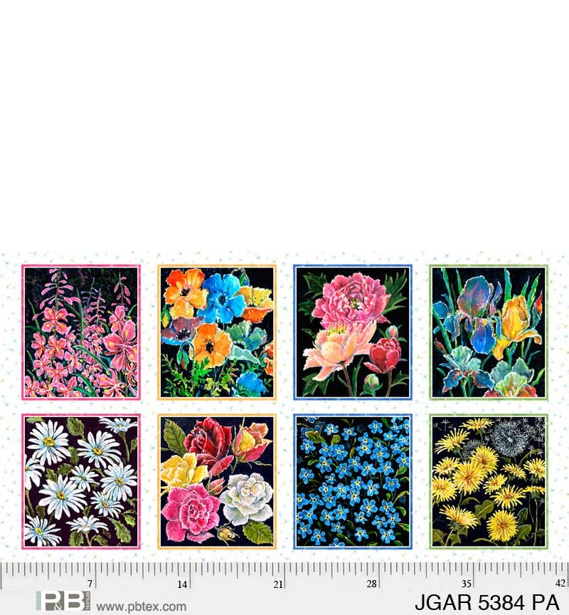 Jona's Garden - Panel approx. 24" - 8 floral patches