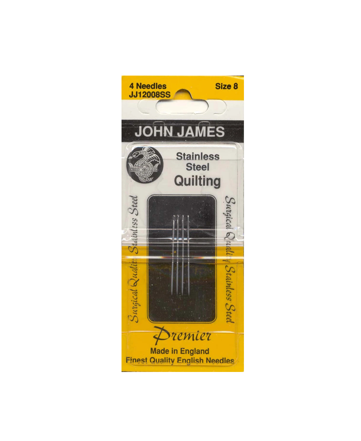 John James - Stainless Steel quilting needles - size 8 , JJ12008SS