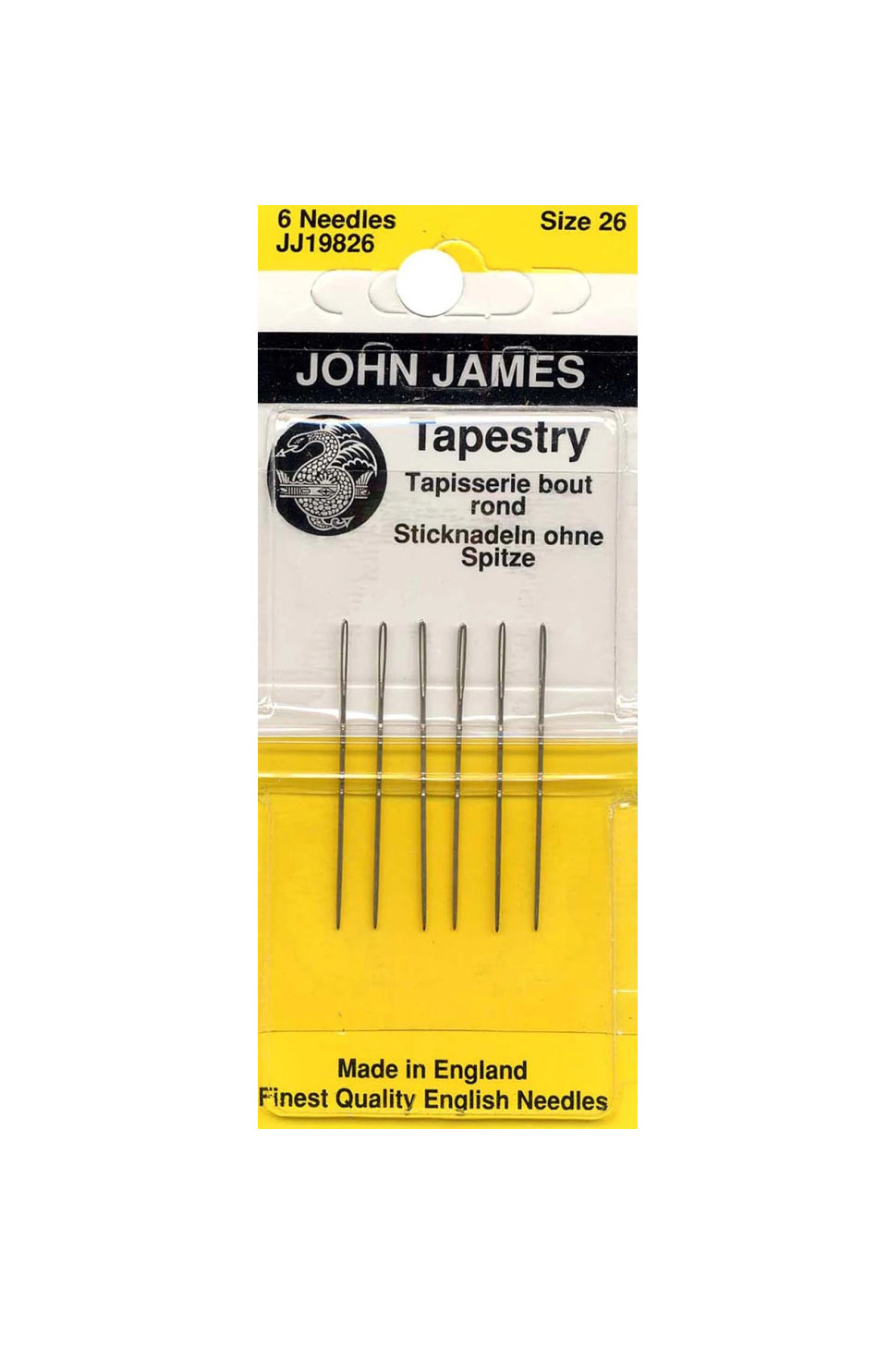 John James Tapestry Needles - Size 26 - blunt end- for cross stitch