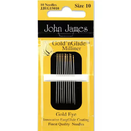 John James Gold 'n Glide Milliner needles -Size 10 - 10 Needles JJEG150 10