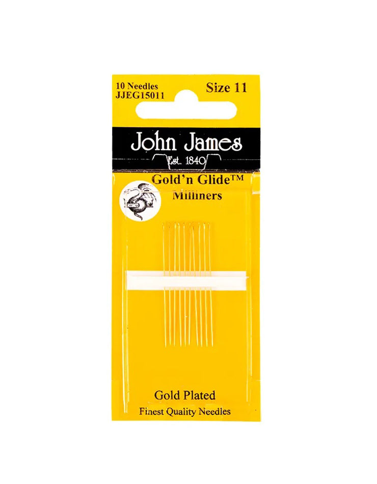 John James Gold 'n Glide Milliner needles -Size 11 - 10 Needles JJEG150 11