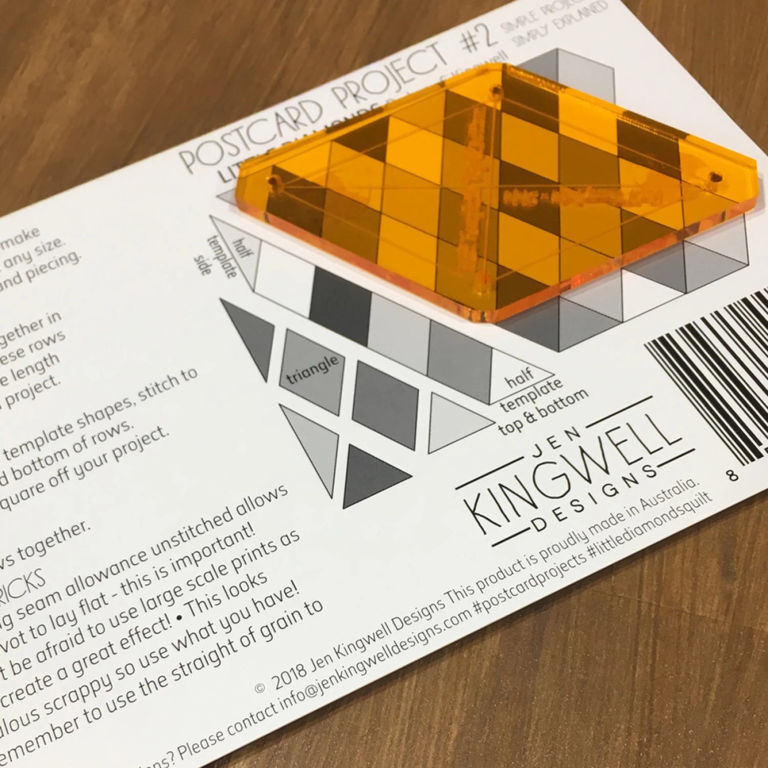 Jen Kingwell - Postcard Project #2 - Little Diamonds - incl. template