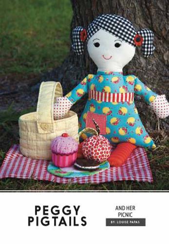 Peggy Pigtails and her Picnicdoll pattern by Louise Papas
