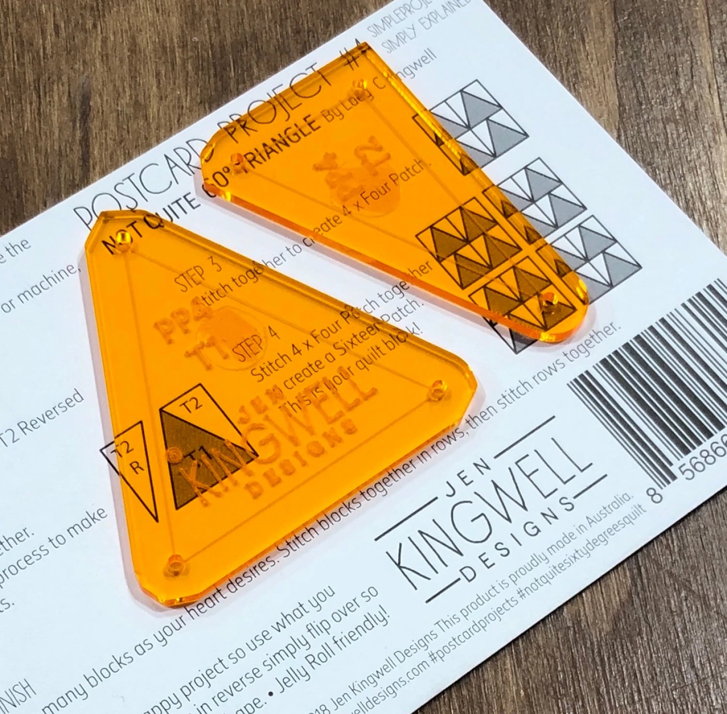Jen Kingwell - Postcard Project #4- Not quite 60 degree triangle- incl. template
