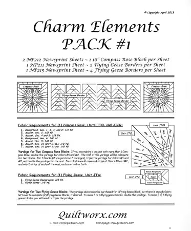 Charm Elements Pack #1 - foundation paper pieced - Quiltworx