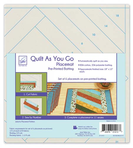 Quilt As You Go, Sew by numberJakarta, set of 6 placemats 18 x 13