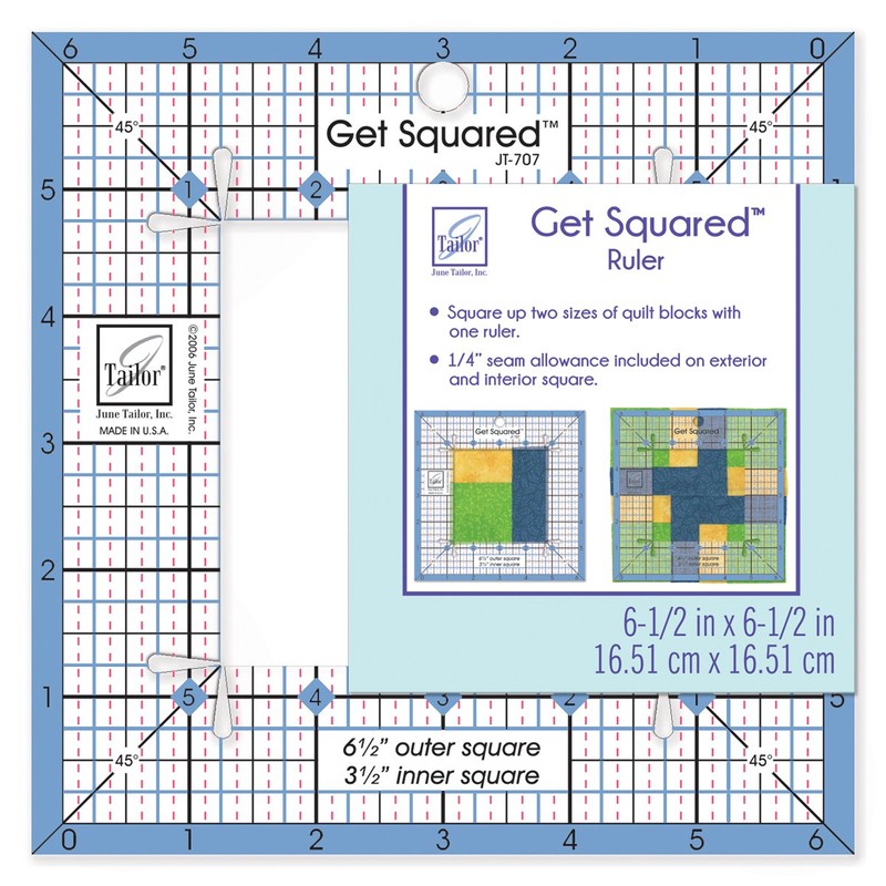 June Tailor - Get Squared ruler - Squares up 2 sizes 6.5 & 3.5