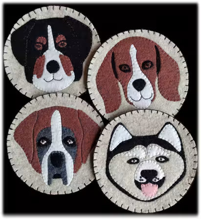 Rachel's of Greenfield -Dog Coasters Kit for 4 five inch coasters K0122
