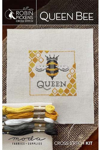 Queen Bee - Cross Stitch Kit - includes pattern, floss, cloth - Robin Pickens