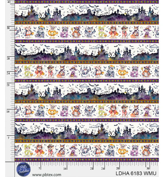 Little Darlings Halloween - Spooky Scene Border Stripe - White/Multi