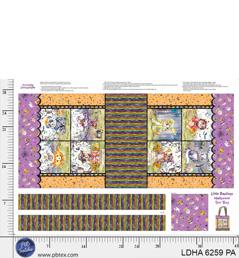 Little Darlings Halloween - Bag PANEL - Approximately 30 inches (165)