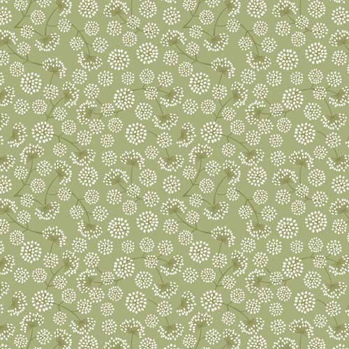 Winter Botanical - Silver Seed - Green - pearl metallic seed heads on green