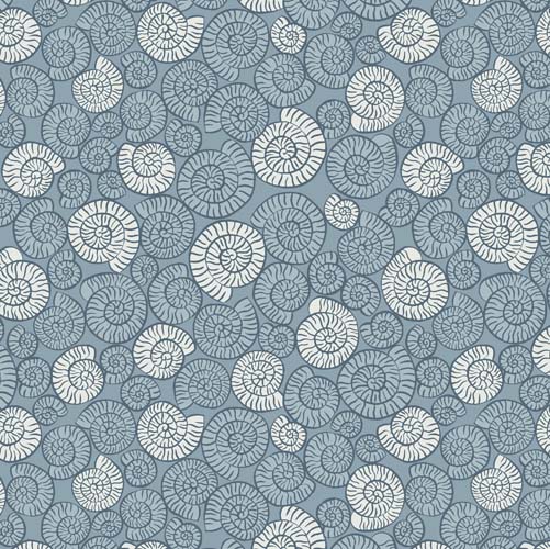 Dino Glow - Ammonites - Glow - Slate Grey - shells on blue w/ glow in the dark