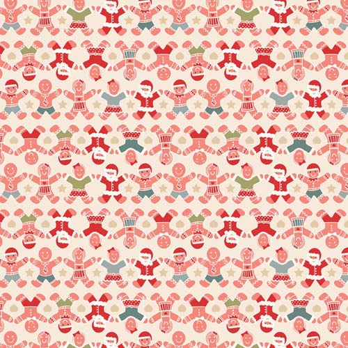 Gingerbread Season - Gingerbread People - Cream - rows of gingerbread people