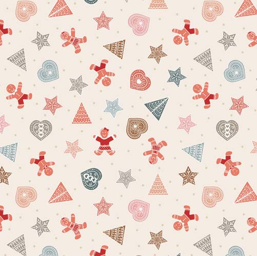 Gingerbread Season - Gingerbread Shapes -Cream - colorful cookie shapes on cream