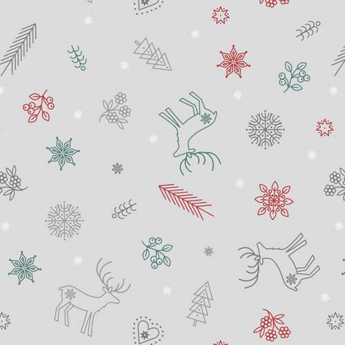 Saariselka - Arctic Forest - Grey - colorful winter icons on grey