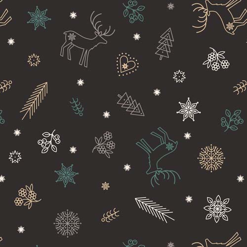 Saariselka -  Arctic Forest - Black - colorful winter icons on black