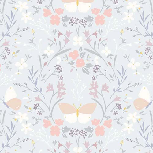 Heart of Summer - Floral gathering on duck egg blue - flowers and butterflies