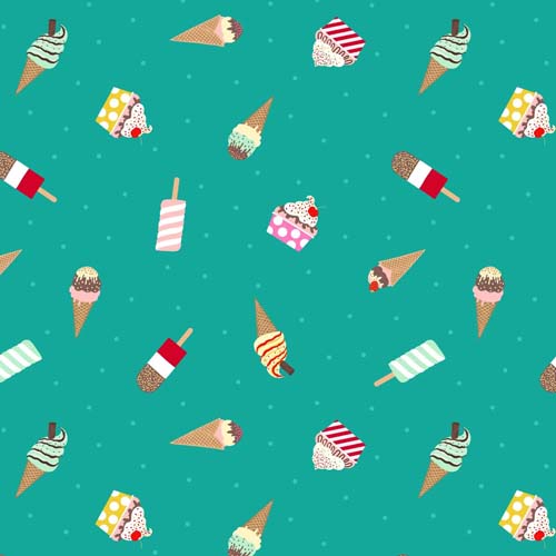 Small Things Sweet - Ice creams - Green - cones and popsicles on turquoise