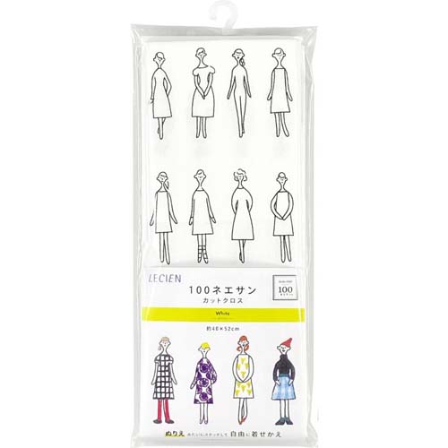 Lecien - 100 Ladies embroidery cloth - White -  printed panel to embroider