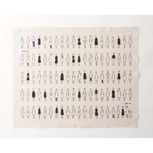 Lecien - 100 Ladies & Pets cloth - Pale Gray -  printed panel to embroider