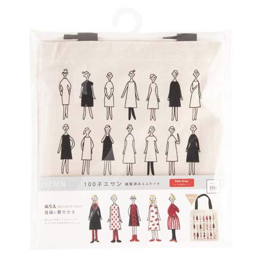 Lecien - 100 Ladies mini tote bag - Pale gray - to embroider