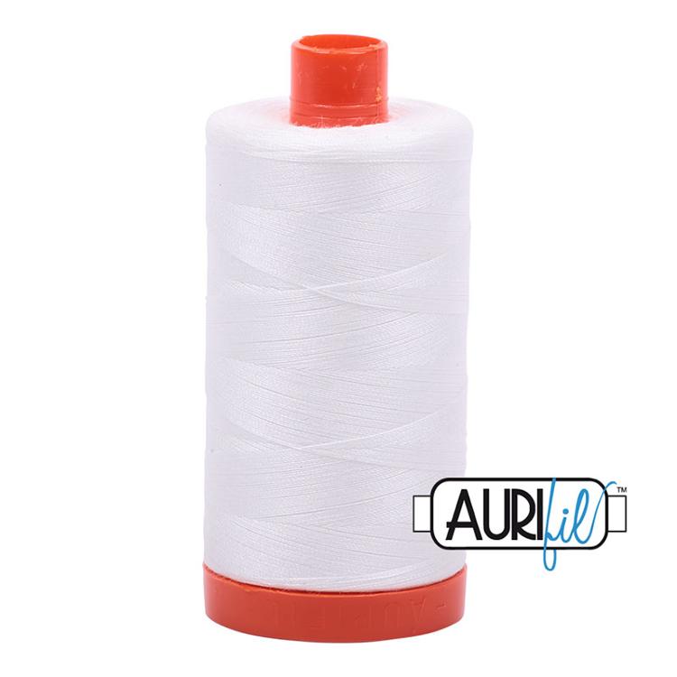Cotton Mako Thread 50wt 1300M - Aurifil - MK50 2021 - Natural White