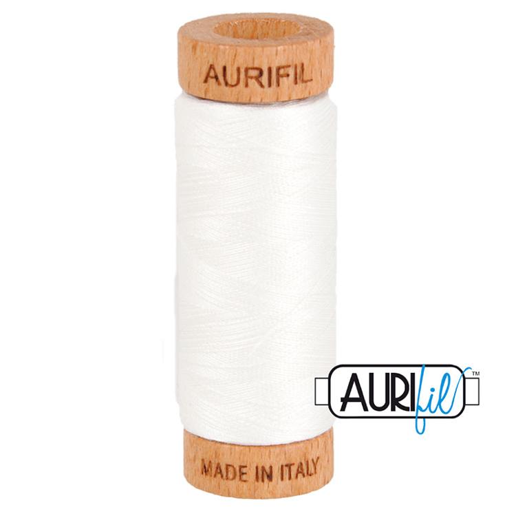 Cotton Mako Thread - 80wt 280m Natural White, #2021  Aurifil
