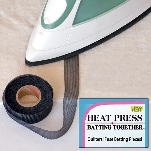 Heat Press Batting Together BLACK - 10 yds - 3/4 in. wide cloth tape