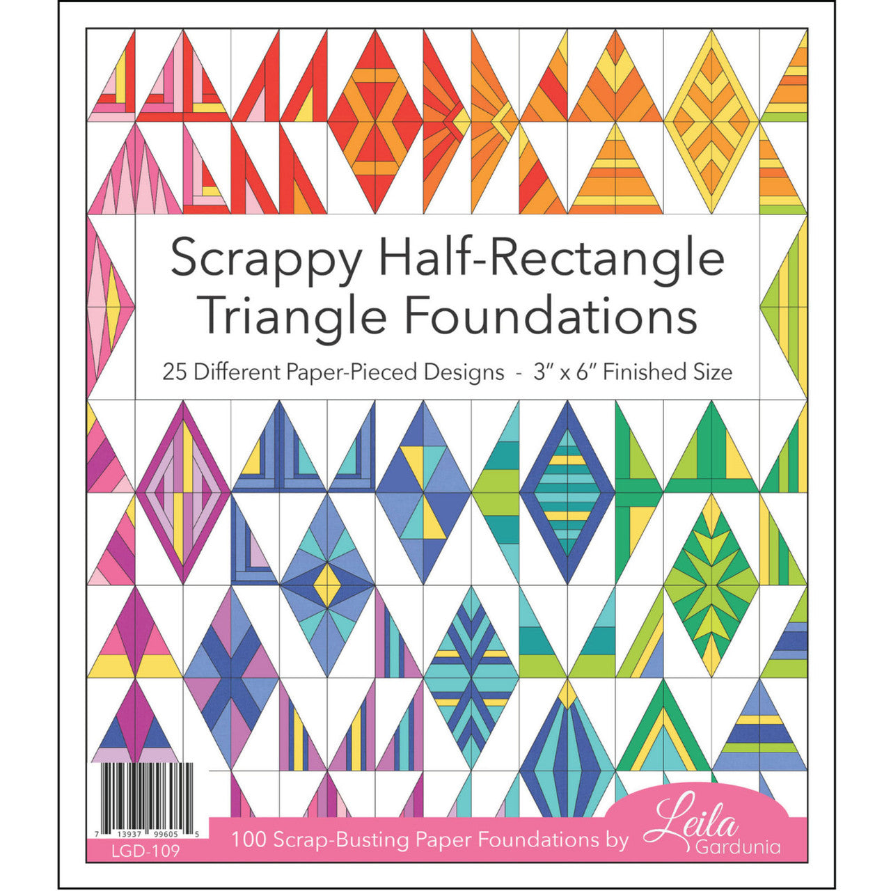 Scrappy Half Rectangle Triangle foundation papers - 25 designs- 100 papers