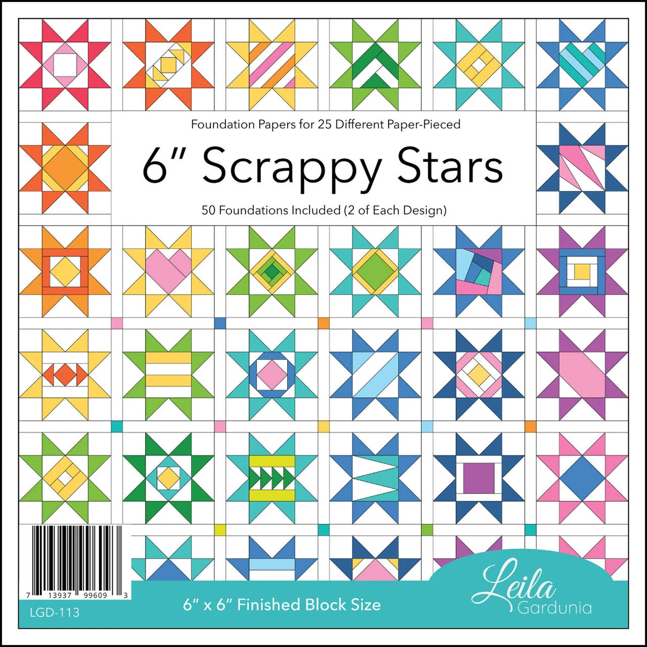 Scrappy Stars - 50 foundation papers for 6 inch finished block size