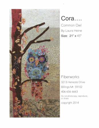Cora...Common Owl Collage Pattern- by Laura Heine, Fiberworks 21 x 45 LHFWC