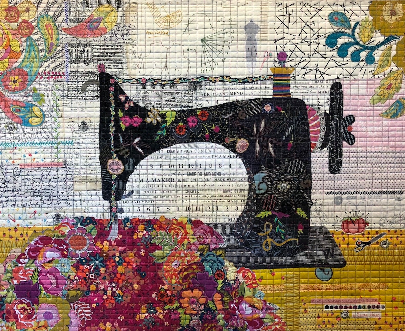 Featherweight - Sewing Machine Collage Pattern - 26 x 32 - by Laura Heine