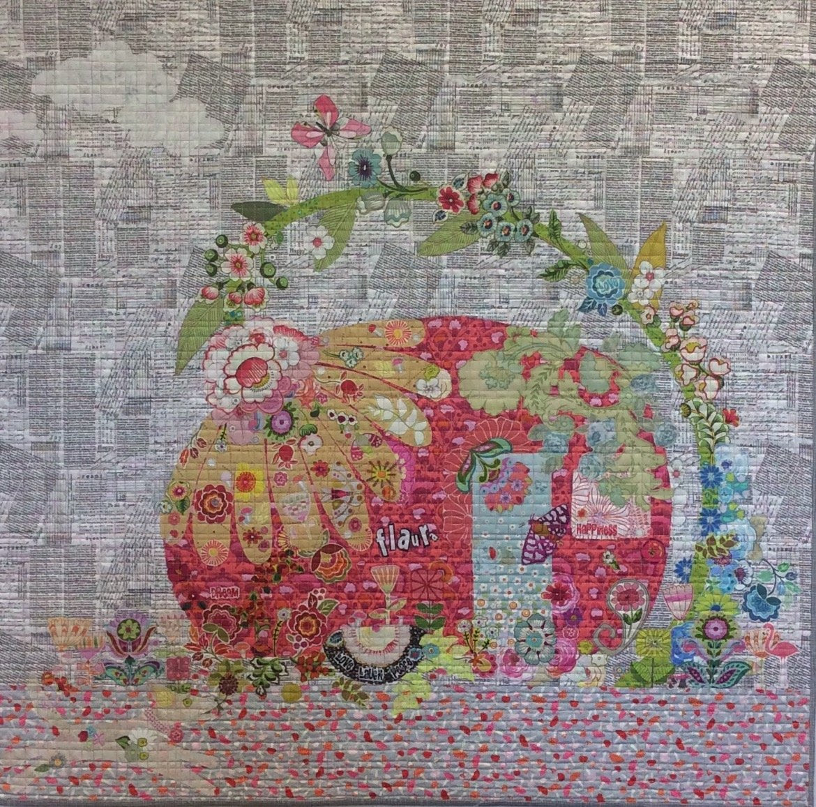 Flaura Vintage Trailer - 41 x42 - collage pattern by Laura Heine