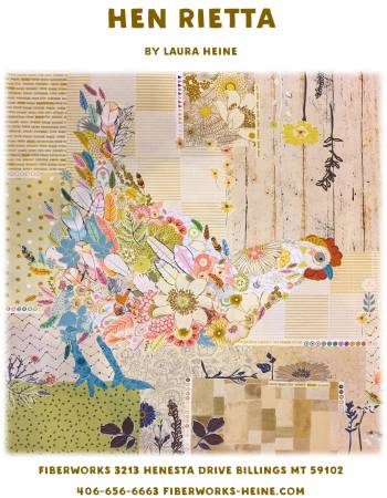Hen Rietta Henrietta Collage pattern by Laura Heine Fiberworks 29 wide x 30