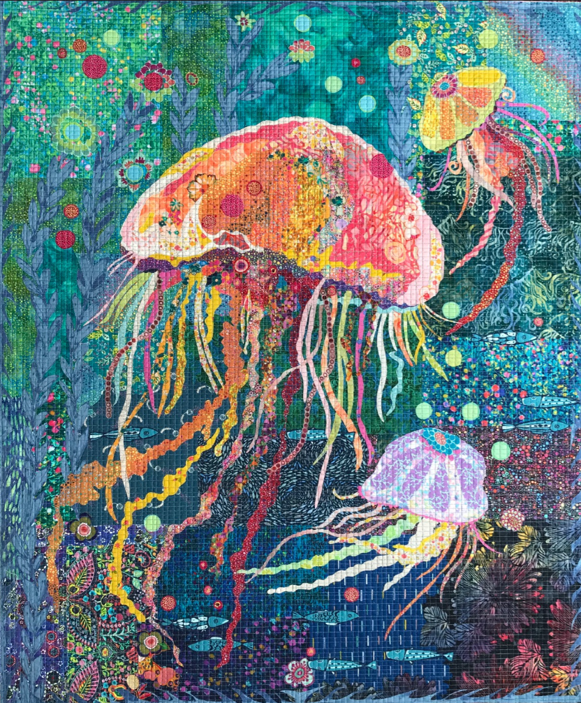 Jellie Fish Collage Pattern -38 x 45 - by Laura Heine