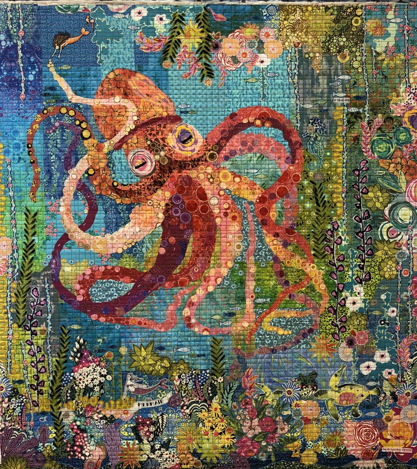 Octopus Garden Collage Pattern - 40 x45 - by Laura Heine