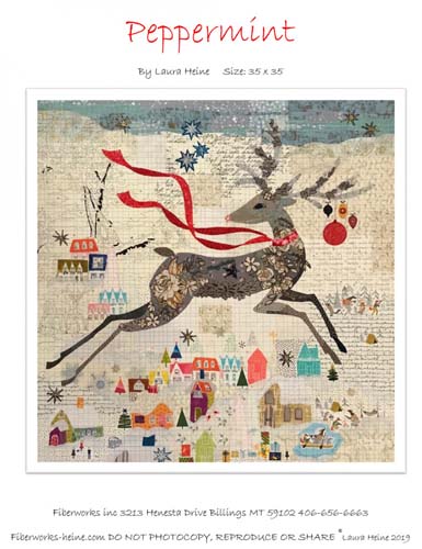 Peppermint - 35 x 35  Reindeer- by Laura Heine