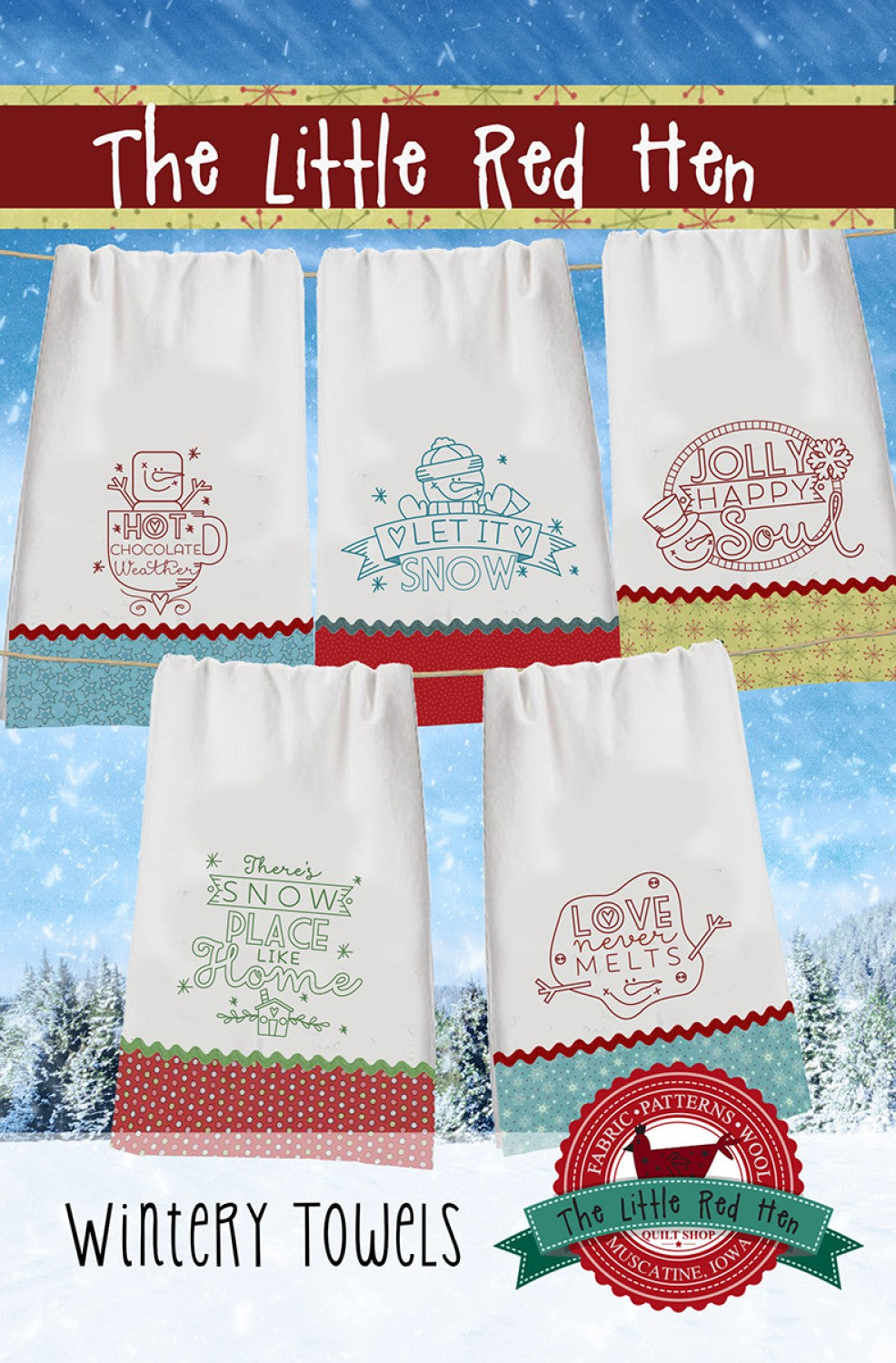 Wintery Towels - Hand embroidery pattern from The Little Red Hen