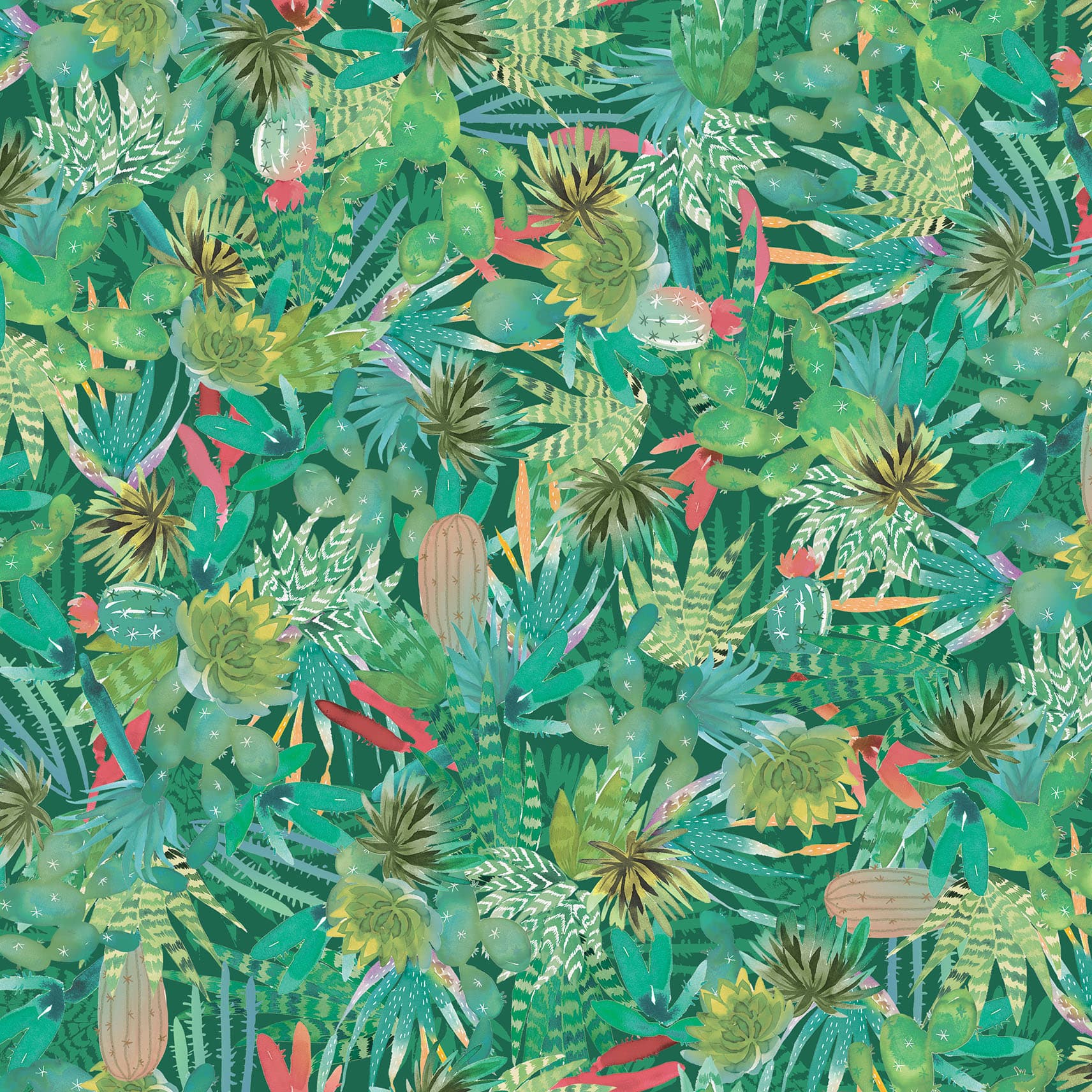 Desert Dreams - Starry Night - Blue - white stars on blue & green