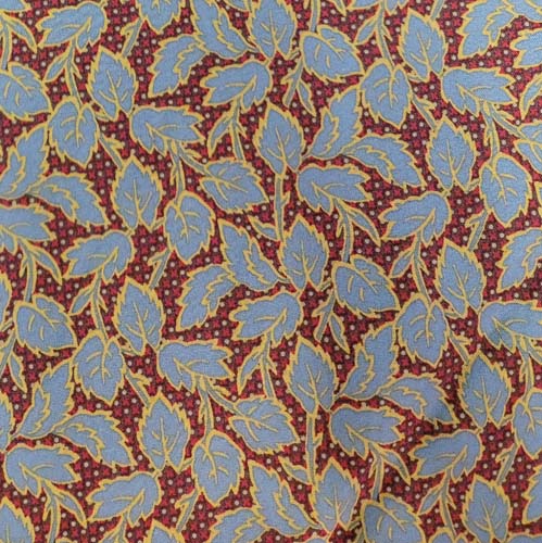 Baltimore House - Blue Leaves on Brown/Red by Paula Barnes