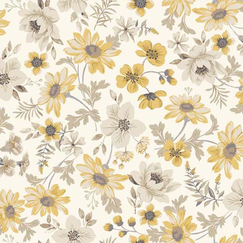 Honeycomb Garden - Garden - Cream - large yellow & taupe floral on cream
