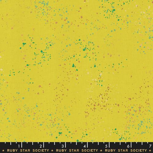 Speckled - Metallic - Citron - turquoise & gold metallic speckles on citron