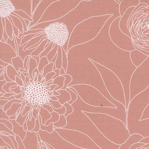 108" Wide Back -  Botany - Etched Floral - Camellia - white floral on pink