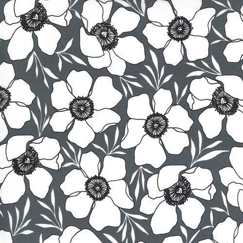 Illustrations - Moody florals - Graphite - large white flowers on gray