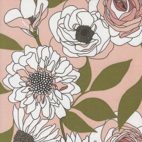 Botany - Cabbage Rose - Peony - large white & pink floral on pink