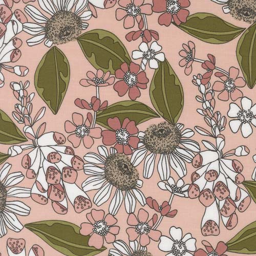 Botany - Garden Bouquet -Peony - daisy floral on pink