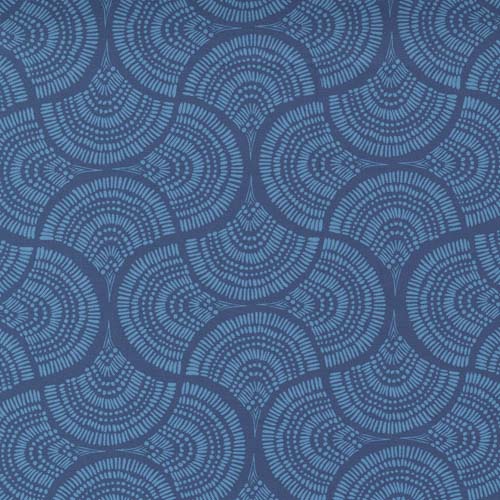 Lady Bird - Tail Feather - Navy - Geometric dots and stripes lt on dk blue